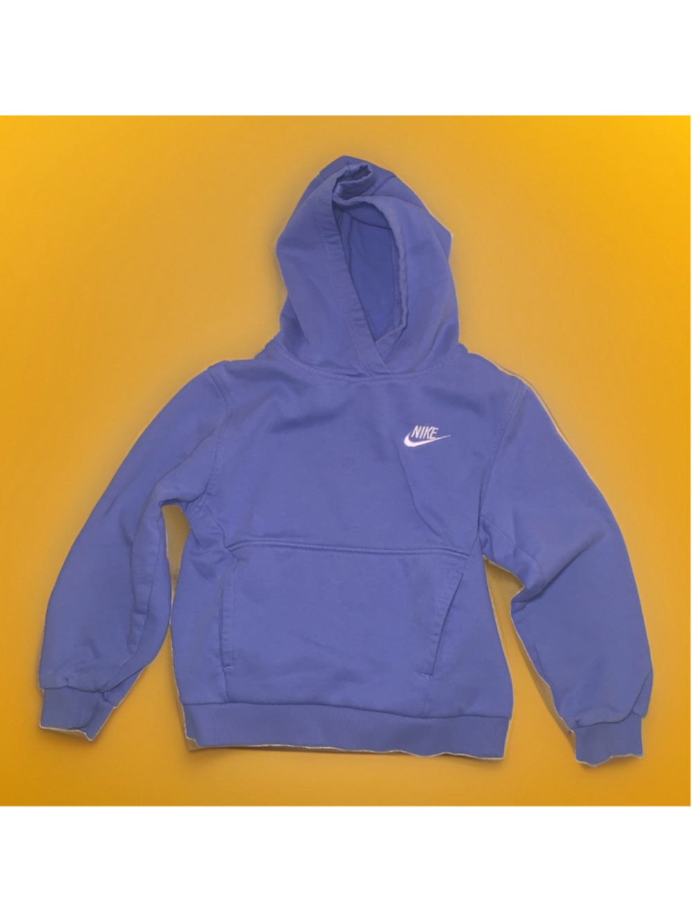 Nike Kids Regular Size S Baby Blue Pullover Hoodie Sweatshirt Cotton Blend Solid